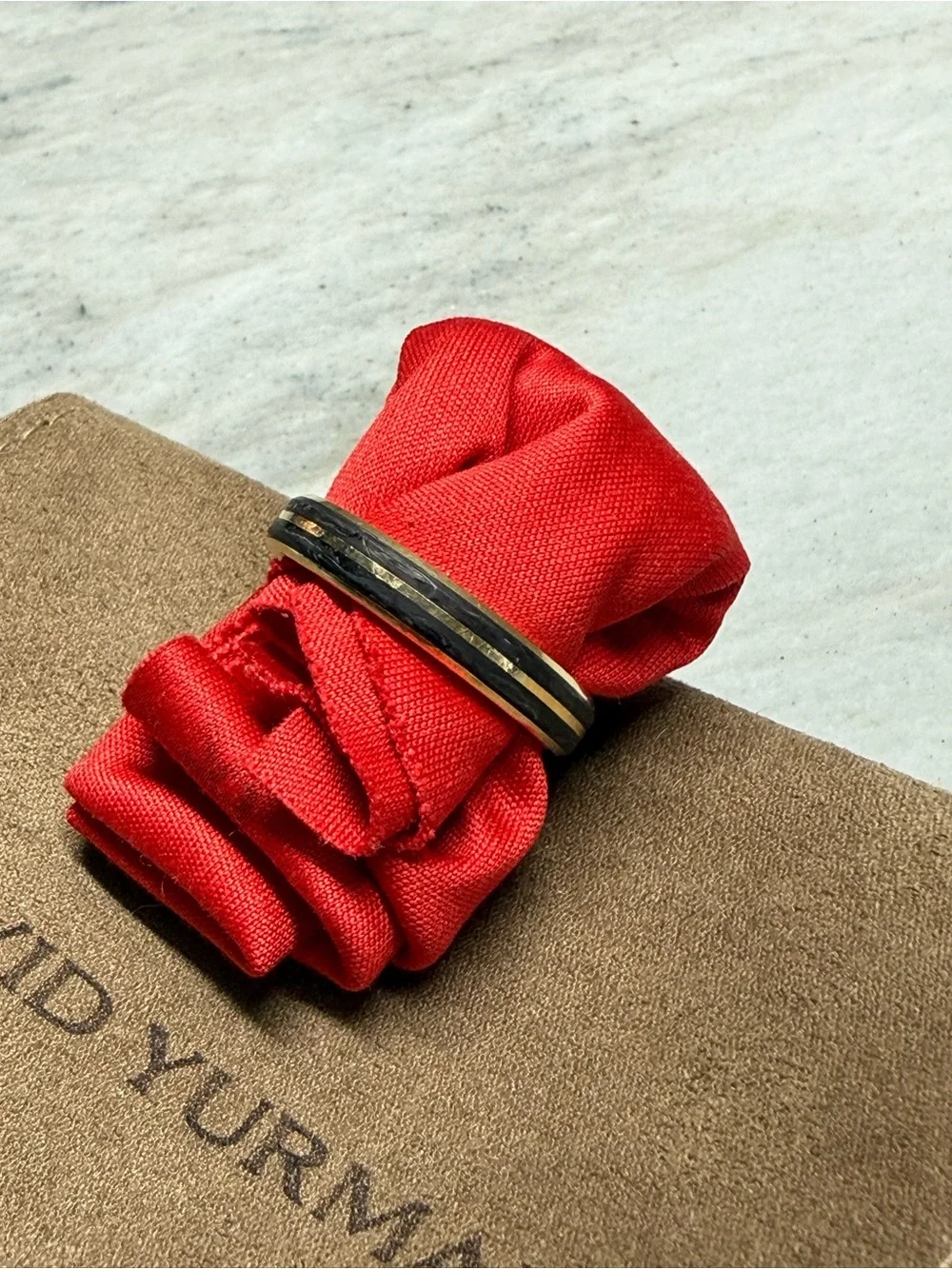 Forged Carbon Band 18k Gold Ring Size 11